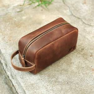 Portable Leather <b>Toiletry</b> Bag Men Cosmetic <b>Storage</b> Organizer Travel Waterproof Grooming Bag LTB-0128 - Product Image 1