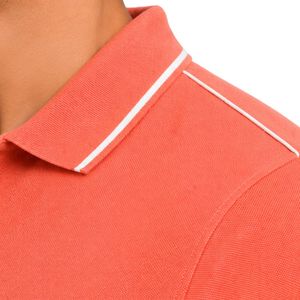 Polo pour homme en corail rose premium avec col contrastant blanc, bordure des manches, broderie personnalisée du logo Laurel, manches courtes, décontracté, golf - Product Image 6