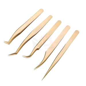 Juego de Pinzas para Extensión de Pestañas de Acero Inoxidable con Empaque Personalizado y Marca Privada, Pinzas para Pestañas con Punta Inclinada y Puntiaguda para Volumen - Product Image 3