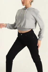 Sudaderas con Capucha de Manga Larga para Mujer, Color Sólido, 100% Algodón, Logotipo Frontal, Cierre de Cordones, Colección Otoño-Invierno - Product Image 4