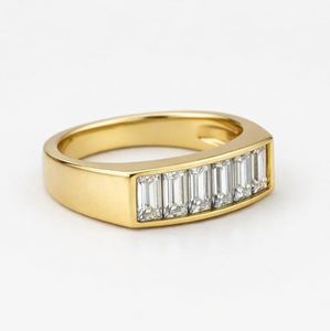 Baguette Cut Moissanite <b>Ring</b> <b>925</b> Sterling <b>Silver</b> Yellow Gold Plated Elegant Wedding Band Minimalist Stackable Engagement <b>Ring</b> - Product Image 5