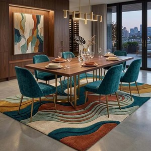 Tapis d'intérieur luxueux et artistique, moderne, tufté à la main, en peluche, pour salon, chambre à coucher, tapis décoratif doux de style nordique, pour usage intérieur - Product Image 5