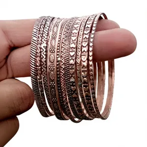 Luxury Pure Copper Antique Geometric <b>Engraved</b> Wrist Cuff <b>Bangle</b> Fashionable Metal Jewelry Exquisite Design - Product Image 2