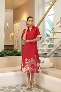 Elegante Vestido de Algodón 100% con Estampado Floral, Ajuste Cómodo, Tallas Personalizadas Disponibles, Tejido Lavable para Uso Diario Informal - Product Image 2