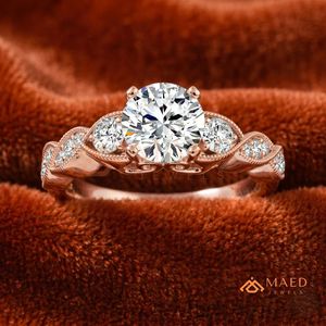 Round Cut Moissanite <b>Infinity</b> Twist Engagement Ring <b>Rose</b> Gold Plated Pave Band Wedding Ring Jewelry Gift - Product Image 1