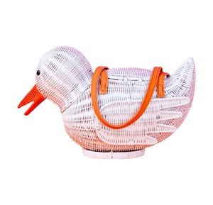 White Duck Shaped Rattan Storage Basket Animal Design Decorative Organizer Plant Fiber Material Portable <b>Wicker</b> <b>Bag</b> - Product Image 4