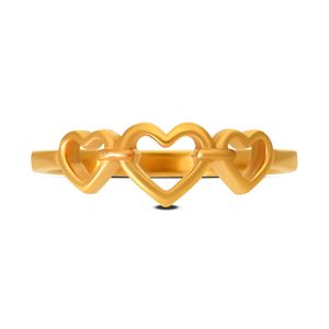 Anillo de Oro Linear Love, Anillo de Moda Chapado en Oro con Doble Corazón y Banda Abierta, Joyería Elegante para Mujer - Product Image 3