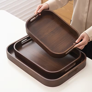 Elegant Wooden <b>Tray</b> 1pc With Handle Rectangular <b>Storage</b> <b>Tray</b> Household Snack Platters Fruit Kitchen Food Tea <b>Tray</b> - Product Image 4