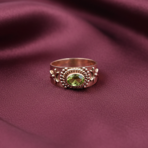 925 Silver <b>Peridot</b> <b>Ring</b> Vintage Floral Pattern Gold Yellow Gold Plated Handmade Statement Jewelry Unisex Gift Wholesale BestSale - Product Image 2