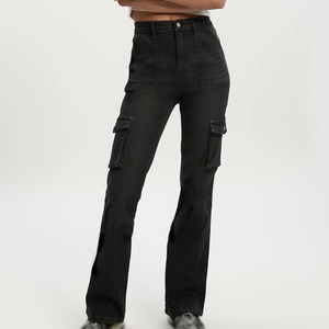 OEM zipper closure <b>flare</b> jeans women button closure <b>flare</b> jeans women factory bulk supply export - Product Image 2