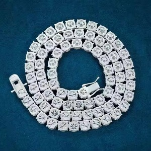 Moissanite Stones Prong <b>Cuban</b> <b>Link</b> <b>Chain</b> Necklace Solid 925 Sterling <b>Silver</b> Gold Rhodium Finish PASSES DIAMOND Tester Gift - Product Image 3
