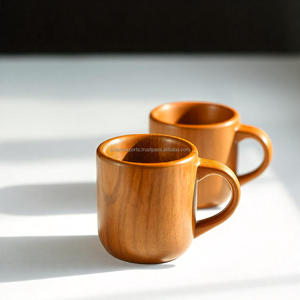 Tasse en bois naturel de qualité supérieure fabriquée à la main Conception durable écologique Excellente pour le thé Café Boissons chaudes Impression personnalisée - Product Image 1