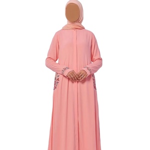 Latest Design Premium Quality Pink Color Frock Open Abaya Traditional Muslim <b>Long</b> Gown <b>Dress</b> Females Burqa Abaya Breathable - Product Image 1