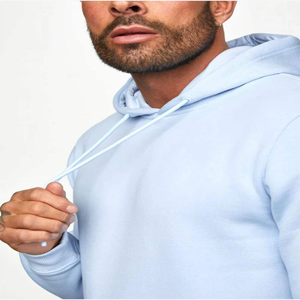 Men's Light Blue Quick Dry <b>Lightweight</b> <b>Hoodie</b> Sweatpants Tracksuit Set Full Sleeve Solid Color Cotton Casual Sportswear Side - Product Image 5