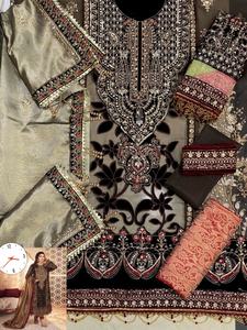 ชุด Organza สีน้ำตาลทองชุดปากีสถาน/อินเดียที่มีการเย็บปักถักร้อยที่มีคุณภาพสูงขายร้อน2023 - Product Image 3