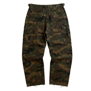 Pantalones Cargo Convertibles Personalizados para Hombre, 100% Algodón, Cierre de Cremallera Desmontable, Cintura Media, Transpirables, con Pedrería, Camuflaje - Product Image 1