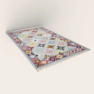 Tapis Kilim en Laine Fait Main, Motif Abstrait Moderne, Tissage Plat Écologique avec Franges, Décoration pour Salon et Chambre - Product Image 6