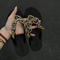 Tongs compensées pour femmes avec strass, semelle épaisse en EVA, antidérapantes, légères et confortables pour la plage et la piscine