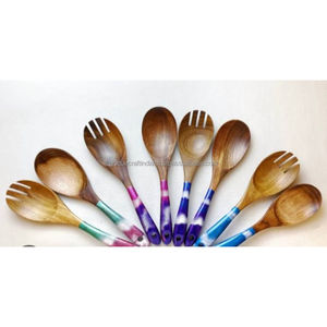 HeritageHand Classic Juego de herramientas de cocina sostenibles de 2 piezas Mango Cucharas de cocina de madera de acacia Mangos largos para cocinar todos los días - Product Image 6