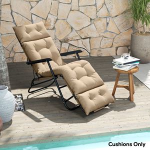 Cojín Acolchado Beige para Tumbona de Patio, 74.8" x 22" x 4" con Lazos para Tumbonas de Exterior - Product Image 2