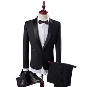 Costume de mariage homme velours bordeaux à revers cranté, coupe ajustée, deux pièces, pour soirée automne-hiver - Product Image 2
