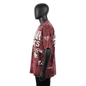 เสื้อยืดผู้ชายทรงหลวม พิมพ์ลายแบบวินเทจ ผ้าคอตตอนเจอร์ซีย์เนื้อหนัก ซักย้อมแบบแอซิดวอช 100% คอตตอน - Product Image 5