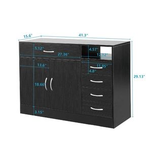 FCH nero MDF mobili da bagno con triamina doppie porte e cinque cassetti armadio - Product Image 4