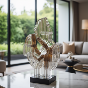Sculpture abstraite géométrique de luxe en acrylique à maillons de chaîne, ornement de table basse moderne pour la maison, idéale pour l'intérieur. - Product Image 3