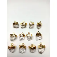 Quarzo cristallo bianco naturale grezzo grezzo piccolo oro placcato pendenti con ciondoli mese di aprile pietre di nascita pendenti curativi