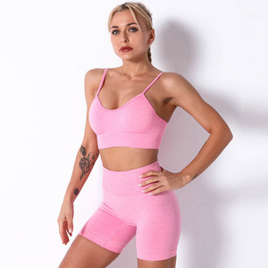 High Elastic Seamless Yoga Set <b>Women</b> Fitness Clothing Sports Wear <b>Women's</b> Bra And Short Set - Product Image 5