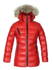 Women's Sheep Skin Raw Canvas Puffer <b>Jacket</b> Breathable Cotton Printed Keep Warm Short Sleeve Full Zip Solid O-Neck Winter Coat - Product Image 1