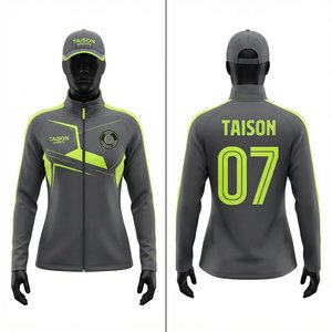 3. เสื้อแจ็คเก็ตฝึกซ้อมคริกเก็ตสำหรับผู้ชาย ผ้าโพลีเอสเตอร์ยืดพรีเมียม 280 GSM สีเทา-เขียวนีออน ลายการ์ตูน มีฮู้ด ซิปครึ่งตัว ผ้าฟลีซ เป็นมิตรกับสิ่งแวดล้อม - Product Image 1