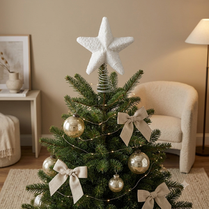 <b>White</b> Beaded Star <b>Christmas</b> Tree Topper with Silver Spiral Spring Base for Winter Holiday <b>Decoration</b> - Product Image 5