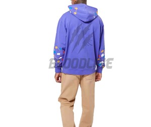 Sudadera con Capucha Morada para Hombre, Diseño Pintado a Mano, Tela Francesa de Algodón, Estilo Casual para Otoño - Product Image 2