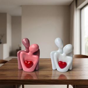 AG Elements - Estatua de Pareja Romántica Abstracta de Cerámica, Adorno Decorativo, Figura Moderna para Decoración del Hogar - Product Image 1