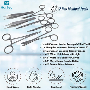 7 kits de dissection chirurgicale de qualité supérieure fabriqués au Pakistan, ensemble d'instruments chirurgicaux, outils de dissection en acier inoxydable - Product Image 6