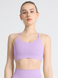 Strappy Keyhole Sports <b>Bra</b> Women Scoop Neck Crop Top Wireless Padded Gym Workout Fitness Activewear <b>Open</b> Back Triangle Bralette - Product Image 1