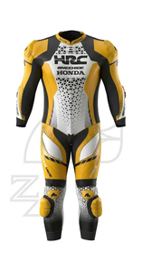 Traje de cuero prémium para hombre, mono de moto de una pieza para carreras con protectores, ideal para el día de pista, con joroba - Product Image 1
