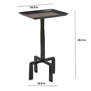 Mesa Consola con Pedestal de Metal Artesanal de 16x10 Pulgadas, Diseño Industrial, Base Estable, Mueble para Sala de Estar - Product Image 1
