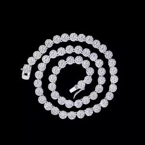 Collier tennis élégant en moissanite, coupe brillante ronde de luxe, chaîne hip-hop, bijoux pour hommes et femmes, cadeau d'anniversaire - Product Image 3