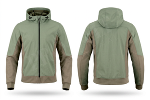 เสื้อแจ็คเก็ตมอเตอร์ไซค์แบบมีฮู้ด ผลิตจากวัสดุโพลีเอสเตอร์ 100% พร้อมซิปด้านหน้า เสื้อผ้ากีฬากลางแจ้งคุณภาพพรีเมียมสำหรับขี่มอเตอร์ไซค์ รับผลิตแบบ OEM ODM - Product Image 3