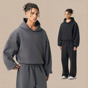 Sweat à capuche double en coton épais, coupe oversize et courte, style streetwear, pour homme, en molleton, avec logo personnalisé - Product Image 3