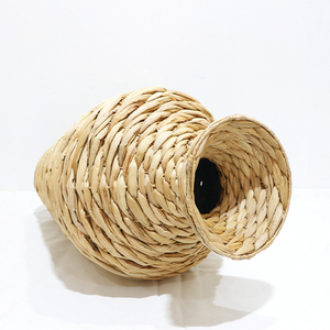 Handwoven Water <b>Hyacinth</b> <b>Vase</b> Round Bohemian Style Tabletop Floral Display Decorative Craft - Product Image 4