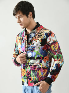 Chaquetas Bomber de Satén de Seda de Alta Calidad para Hombre y Mujer, con Cierre Rojo Personalizado, Cuello Alto Delgado, Resistentes al Viento, para Invierno, al por Mayor - Product Image 3