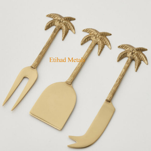 Ensemble de 3 couteaux à fromage en laiton antique martelé, couteaux à fromage Palmera, ensemble de 3 - Product Image 2