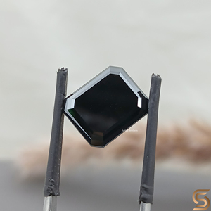12x10mm Hand Cut Black Moissanite 7.00 CT Emerald Cut Loose Stone, <b>Large</b> Gothic Diamond, Statement <b>Ring</b> Gem, Hand cut moissanite - Product Image 1