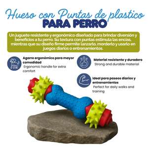 ของเล่นเคี้ยวพลาสติกทนทานยี่ห้อ Yommy ขนาด 18 ซม. รูปทรงกระดูกมีหนาม ของขวัญสุดเซอร์ไพรส์สำหรับสุนัขพันธุ์ปอมเมอเรเนียน ของเล่นสัตว์เลี้ยง - Product Image 4