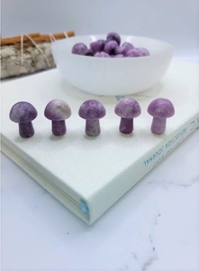 Sculpture de champignon en Lépidolite naturelle, cristal de guérison violet pour la méditation Reiki, décoration Feng Shui, vente en gros - Product Image 4