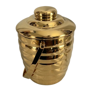 Seau à glace de luxe en acier inoxydable martelé doré avec pinces, élégant refroidisseur de vin et de champagne pour fêtes et bars, bac à boissons poli - Product Image 4
