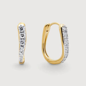 925 <b>Silver</b> Diamond Hoop Earrings 14K Yellow Gold Lab Grown Diamond Wholesale <b>Huggies</b> and Small Hoop Set for Women Fashion Hoops - Product Image 1